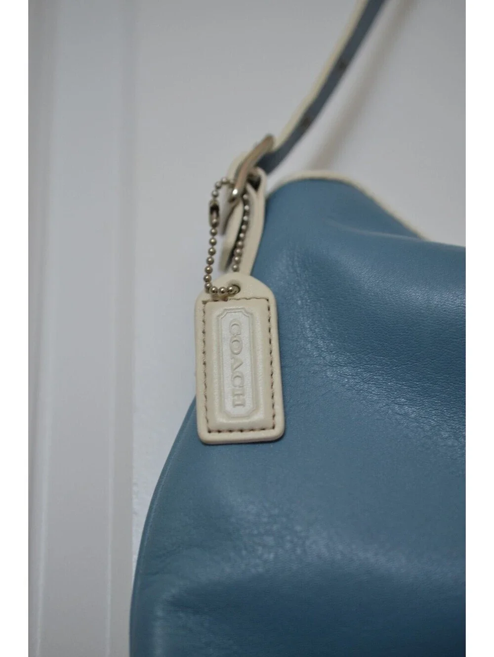 Vintage 2003 Coach 9266 Blue Leather Hobo Shoulder Bag Y2K Clip Purse